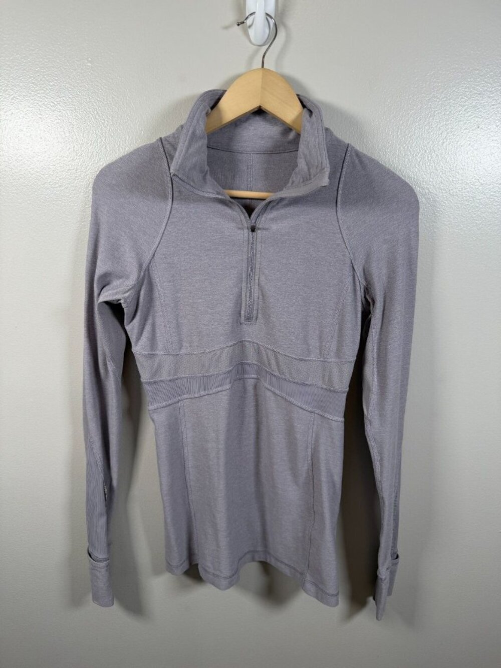 Lululemon Full Tilt Run Pullover Half Zip Jacket Size 6 Heathered Purple Ruffles